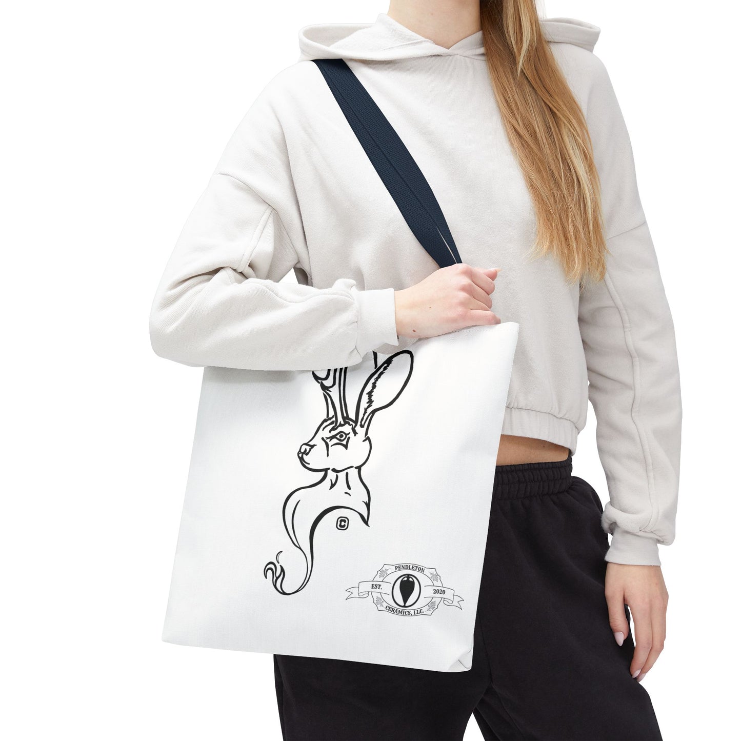 Jackalope Bust Drawing Tote White Bag
