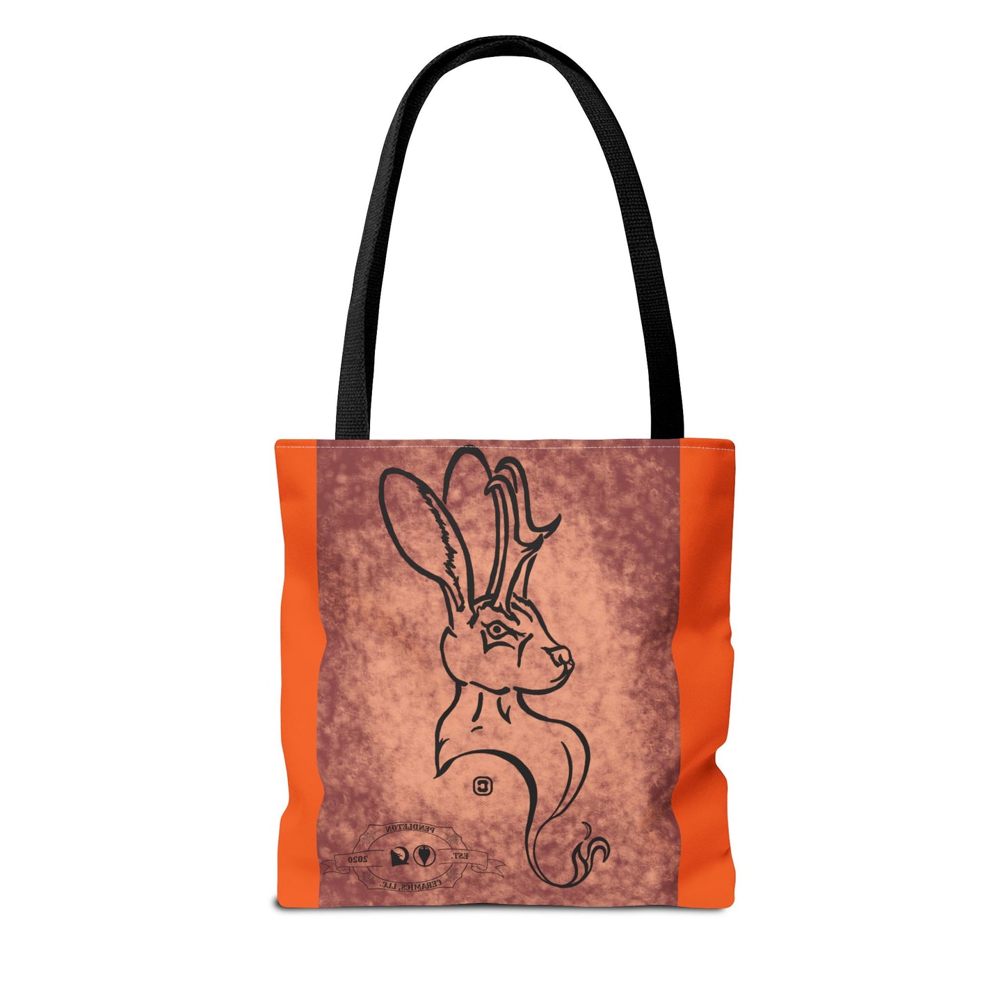 Dust Storm Jackalope Bust Drawing Tote Orange Bag
