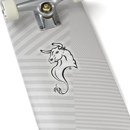 Bull Horns Up Animal Bust Drawing Kiss-Cut Stickers