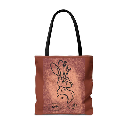 Dust Storm Jackalope Bust Drawing Tote Brown Bag