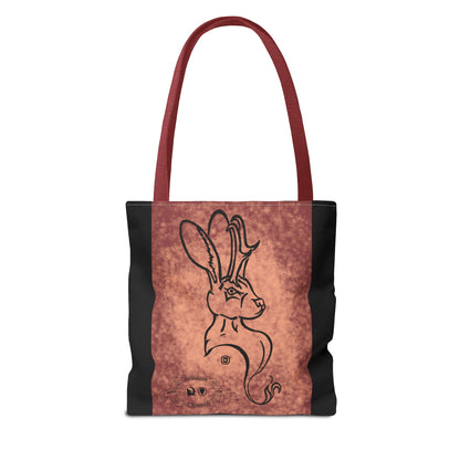 Dust Storm Jackalope Bust Drawing Tote Black Bag