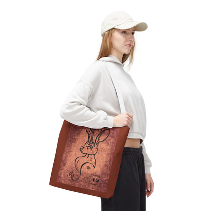 Dust Storm Jackalope Bust Drawing Tote Brown Bag