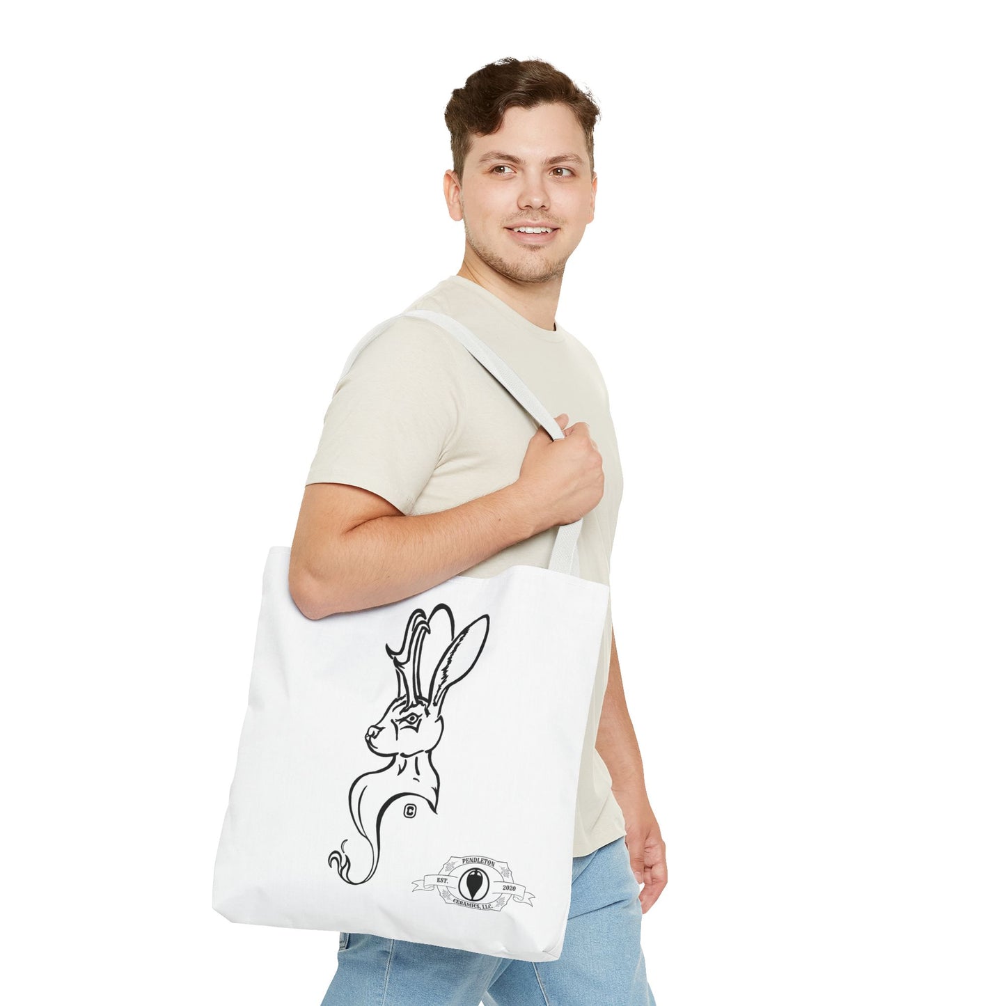 Jackalope Bust Drawing Tote White Bag
