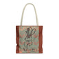 Copper Metal Jackalope Bust Drawing Tote Brown Bag
