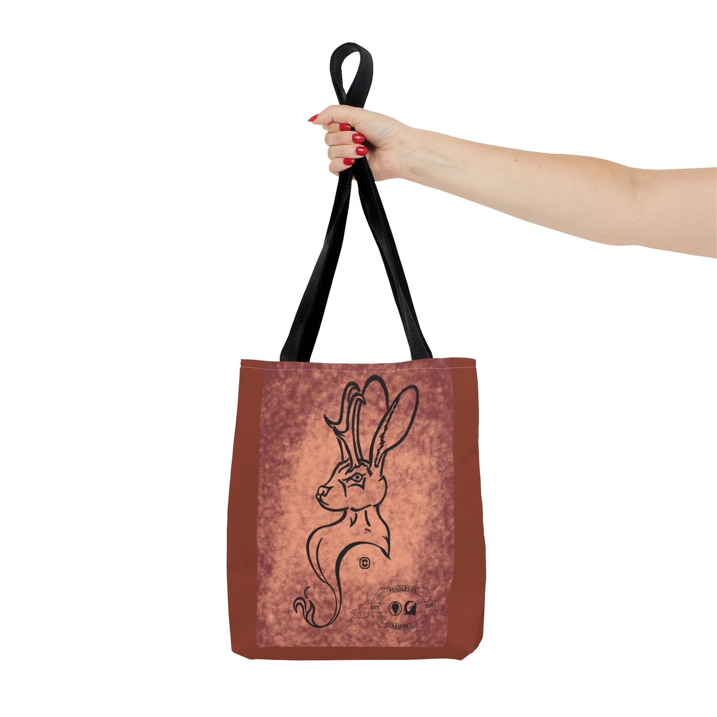 Dust Storm Jackalope Bust Drawing Tote Brown Bag