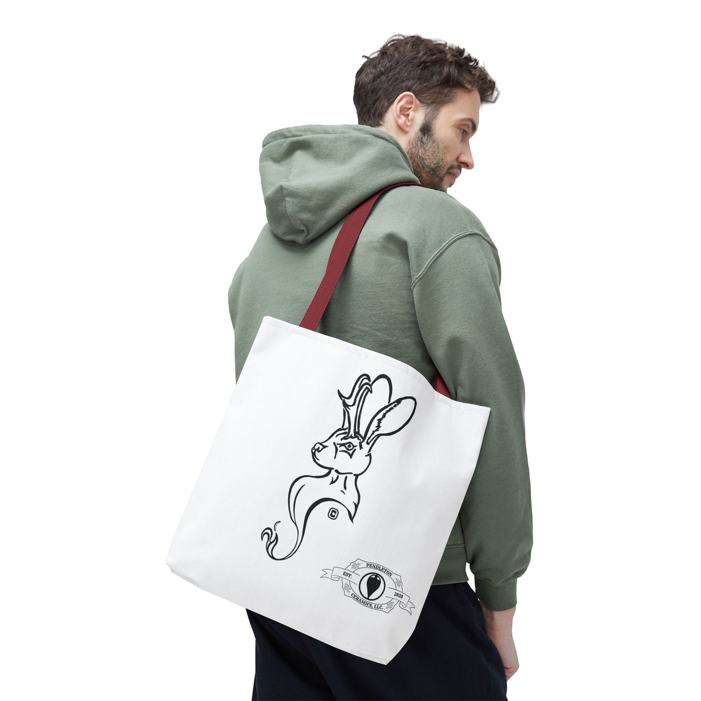 Jackalope Bust Drawing Tote White Bag