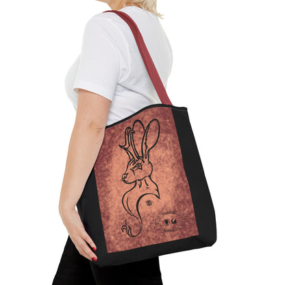 Dust Storm Jackalope Bust Drawing Tote Black Bag