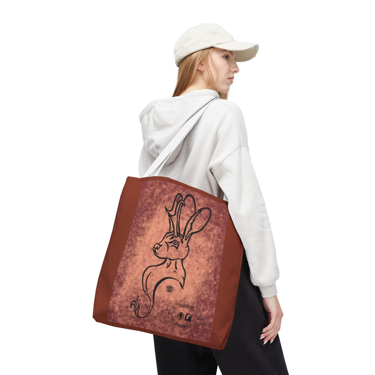 Dust Storm Jackalope Bust Drawing Tote Brown Bag