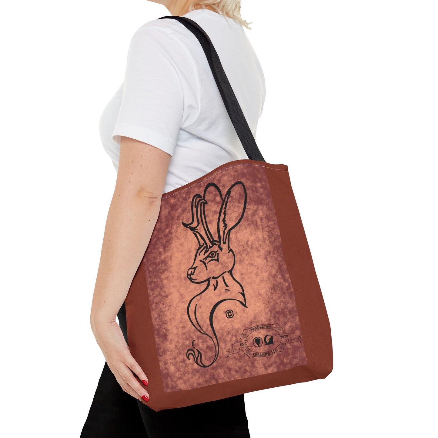 Dust Storm Jackalope Bust Drawing Tote Brown Bag