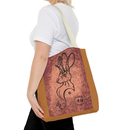 Dust Storm Jackalope Bust Drawing Tote Brown Bag