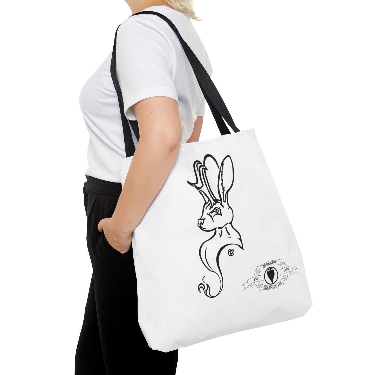 Jackalope Bust Drawing Tote White Bag