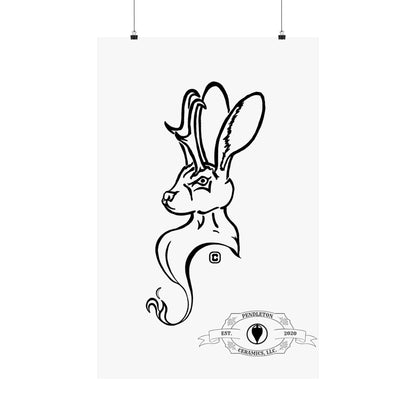Jackalope Bust Drawing Matte Vertical Posters