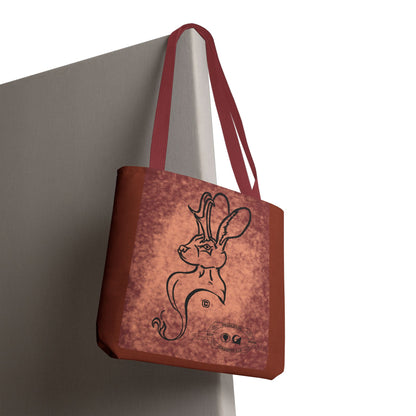 Dust Storm Jackalope Bust Drawing Tote Brown Bag