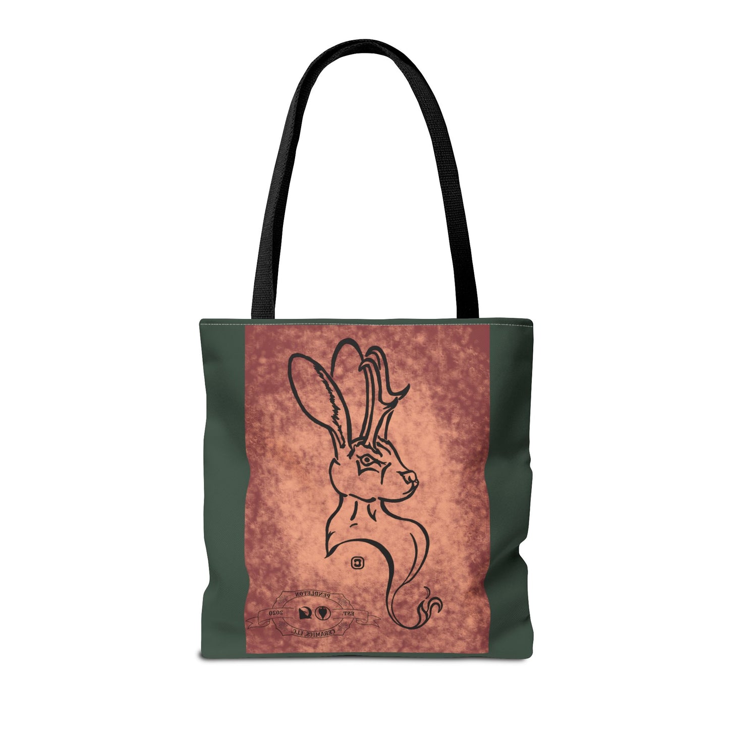 Dust Storm Jackalope Bust Drawing Tote Green Bag