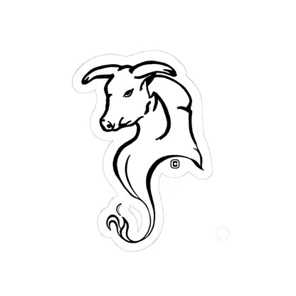 Bull Horns Down Animal Bust Drawing Kiss Cut Sticker