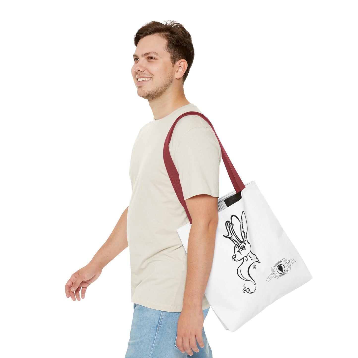 Jackalope Bust Drawing Tote White Bag