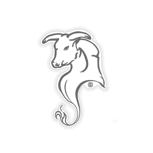 Bull Horns Down Animal Bust Drawing Kiss Cut Sticker