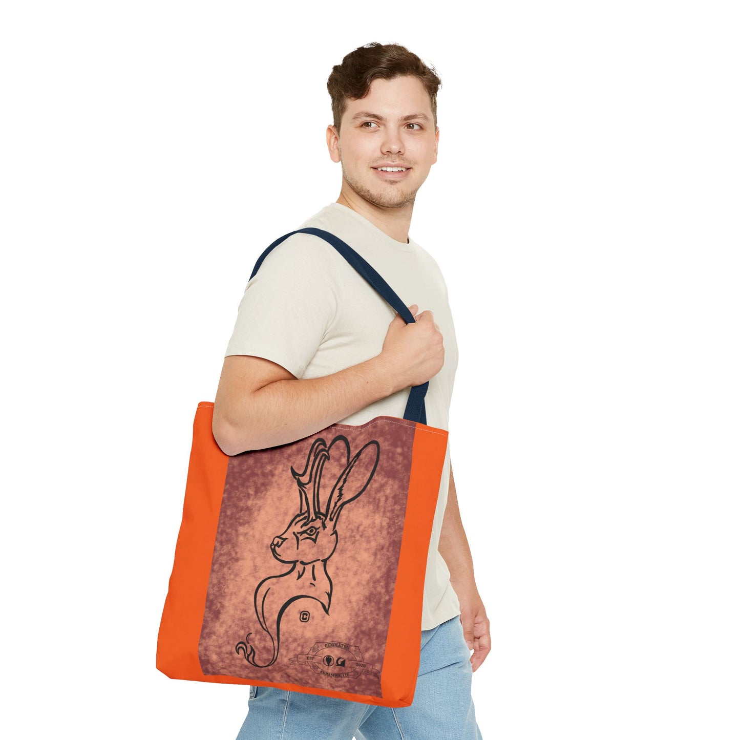 Dust Storm Jackalope Bust Drawing Tote Orange Bag