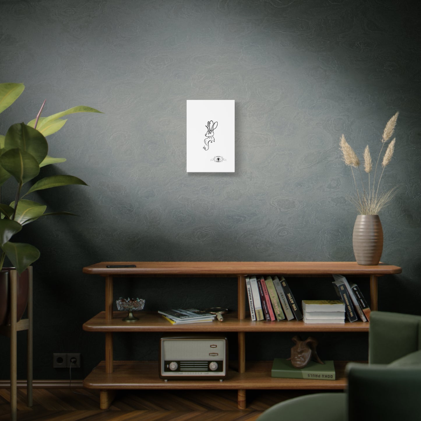 Jackalope Bust Drawing Art Stretched Canvas Wall Decor