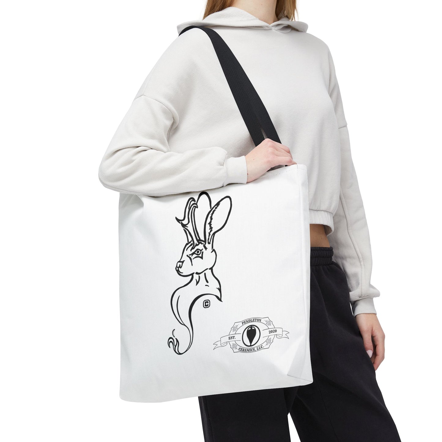 Jackalope Bust Drawing Tote White Bag