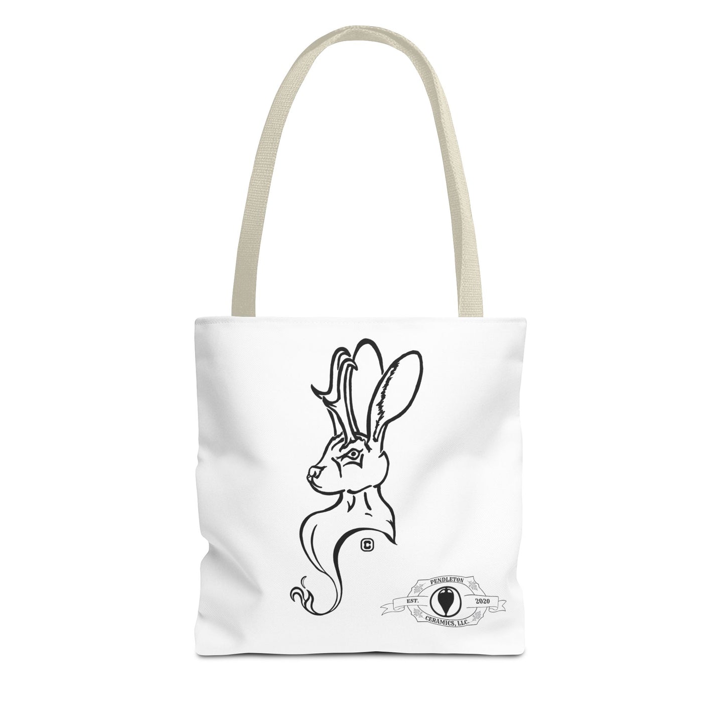 Jackalope Bust Drawing Tote White Bag