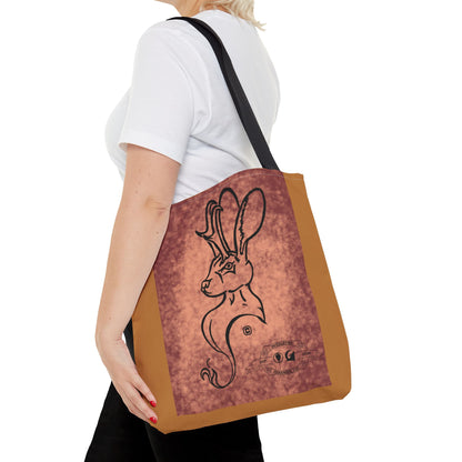 Dust Storm Jackalope Bust Drawing Tote Brown Bag