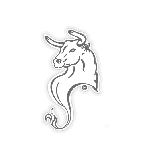 Bull Horns Up Animal Bust Drawing Kiss-Cut Stickers