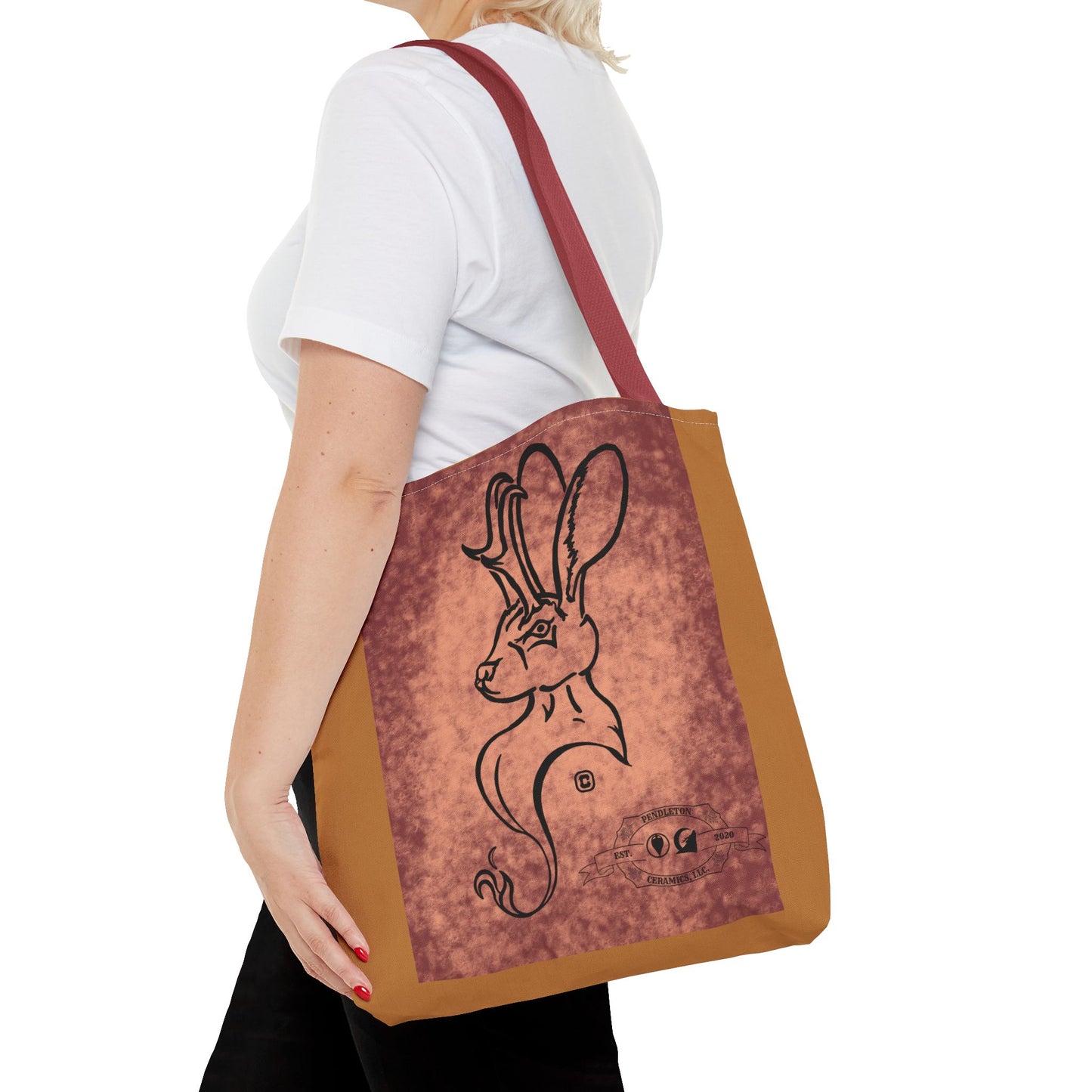 Dust Storm Jackalope Bust Drawing Tote Brown Bag