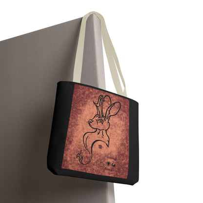 Dust Storm Jackalope Bust Drawing Tote Black Bag