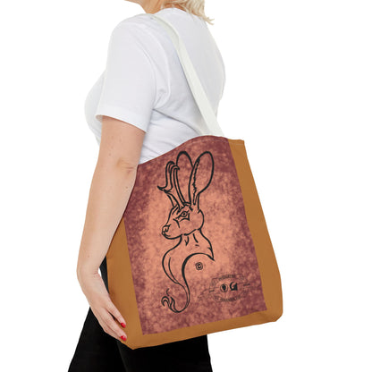 Dust Storm Jackalope Bust Drawing Tote Brown Bag