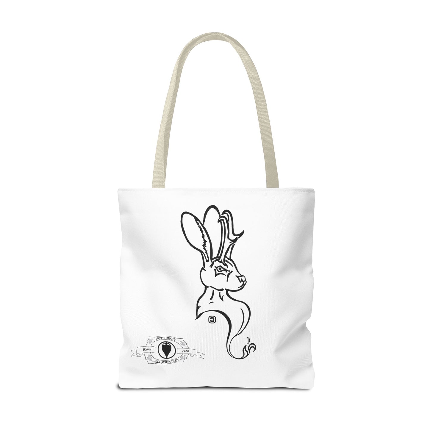 Jackalope Bust Drawing Tote White Bag