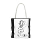 Jackalope Bust Drawing Tote Bag with Black Stripe