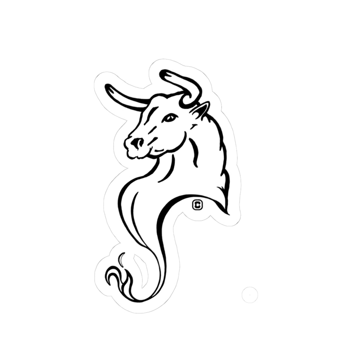 Bull Horns Up Animal Bust Drawing Kiss-Cut Stickers