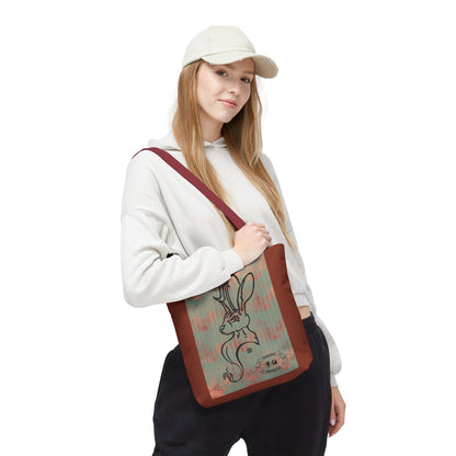 Copper Metal Jackalope Bust Drawing Tote Brown Bag