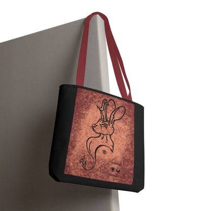 Dust Storm Jackalope Bust Drawing Tote Black Bag