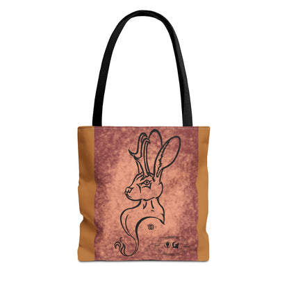 Dust Storm Jackalope Bust Drawing Tote Brown Bag