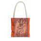 Dust Storm Jackalope Bust Drawing Tote Orange Bag