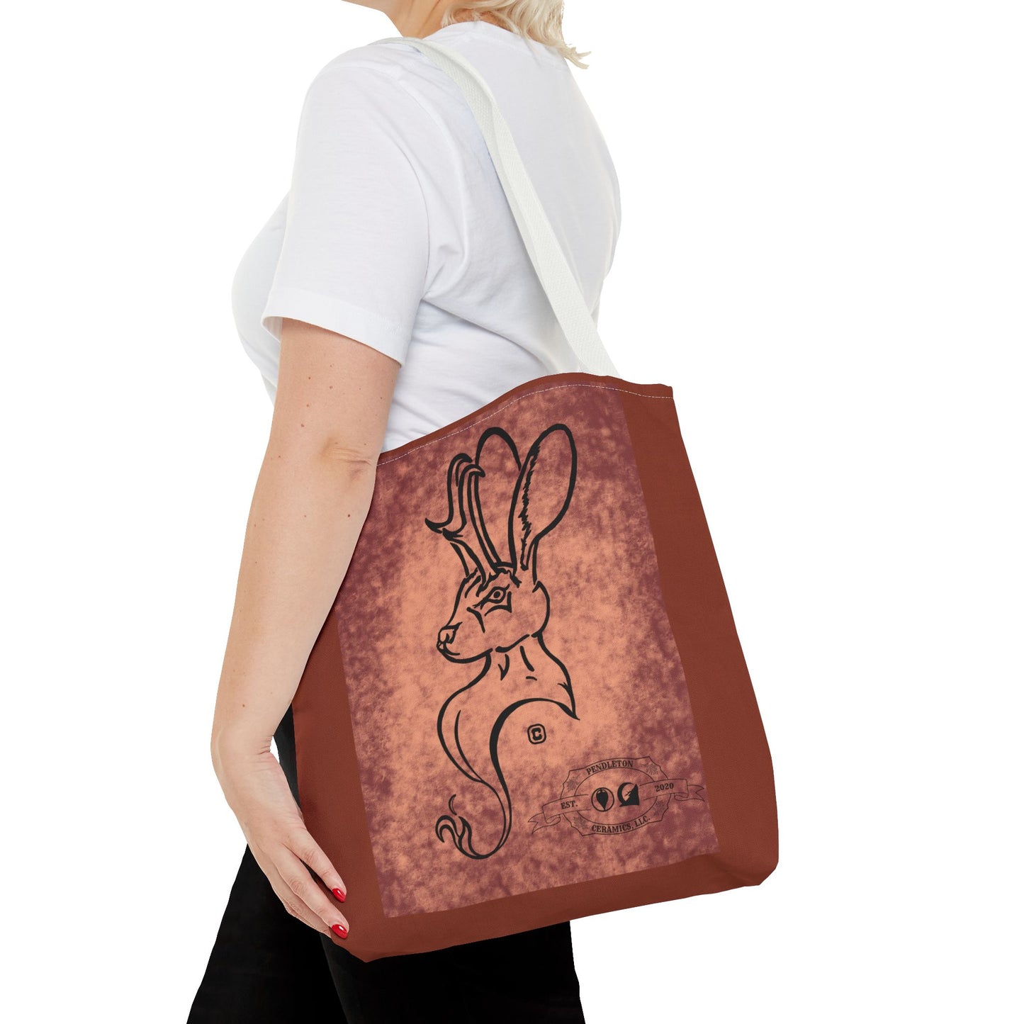 Dust Storm Jackalope Bust Drawing Tote Brown Bag