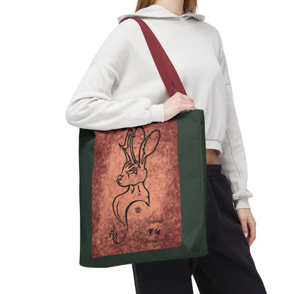 Dust Storm Jackalope Bust Drawing Tote Green Bag