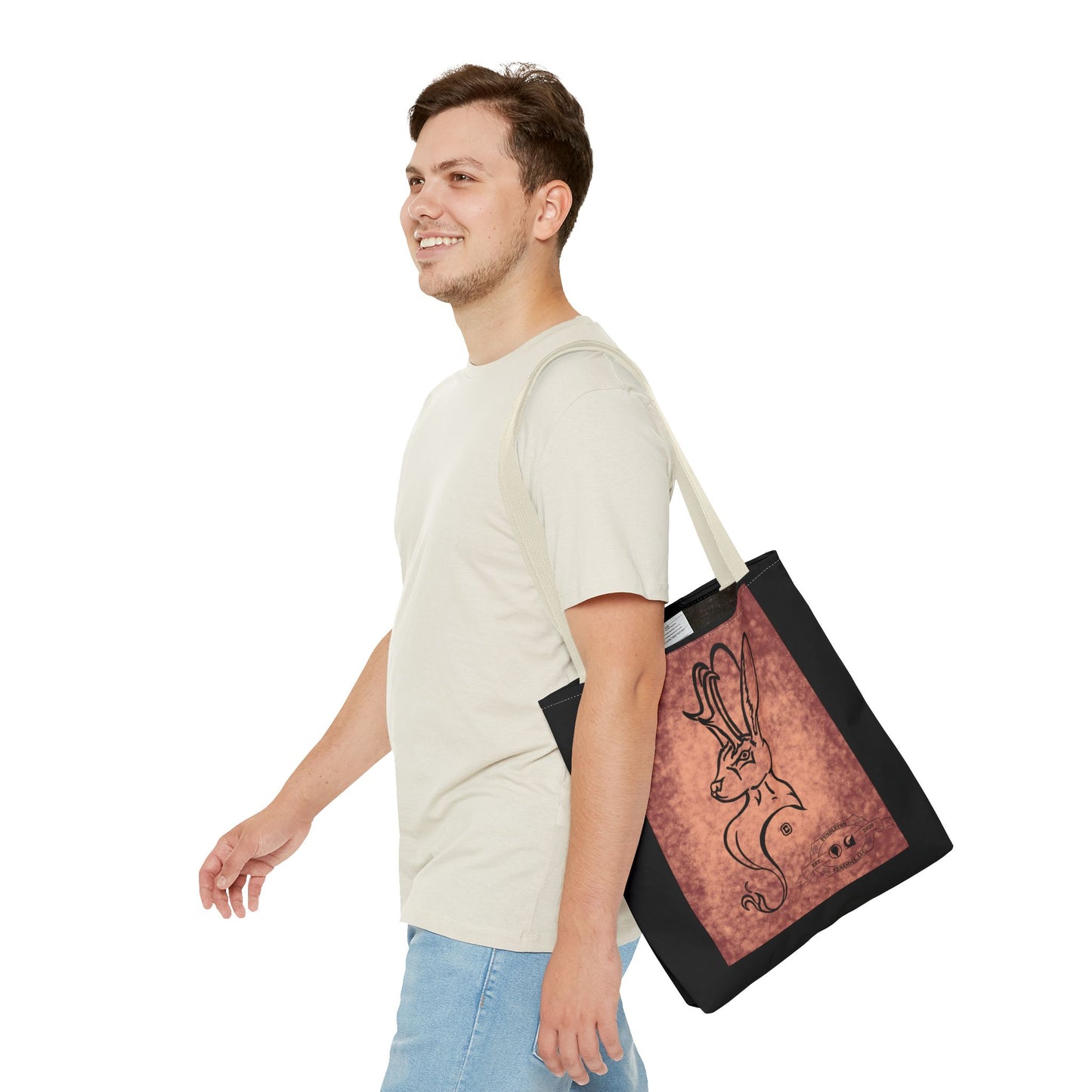 Dust Storm Jackalope Bust Drawing Tote Black Bag