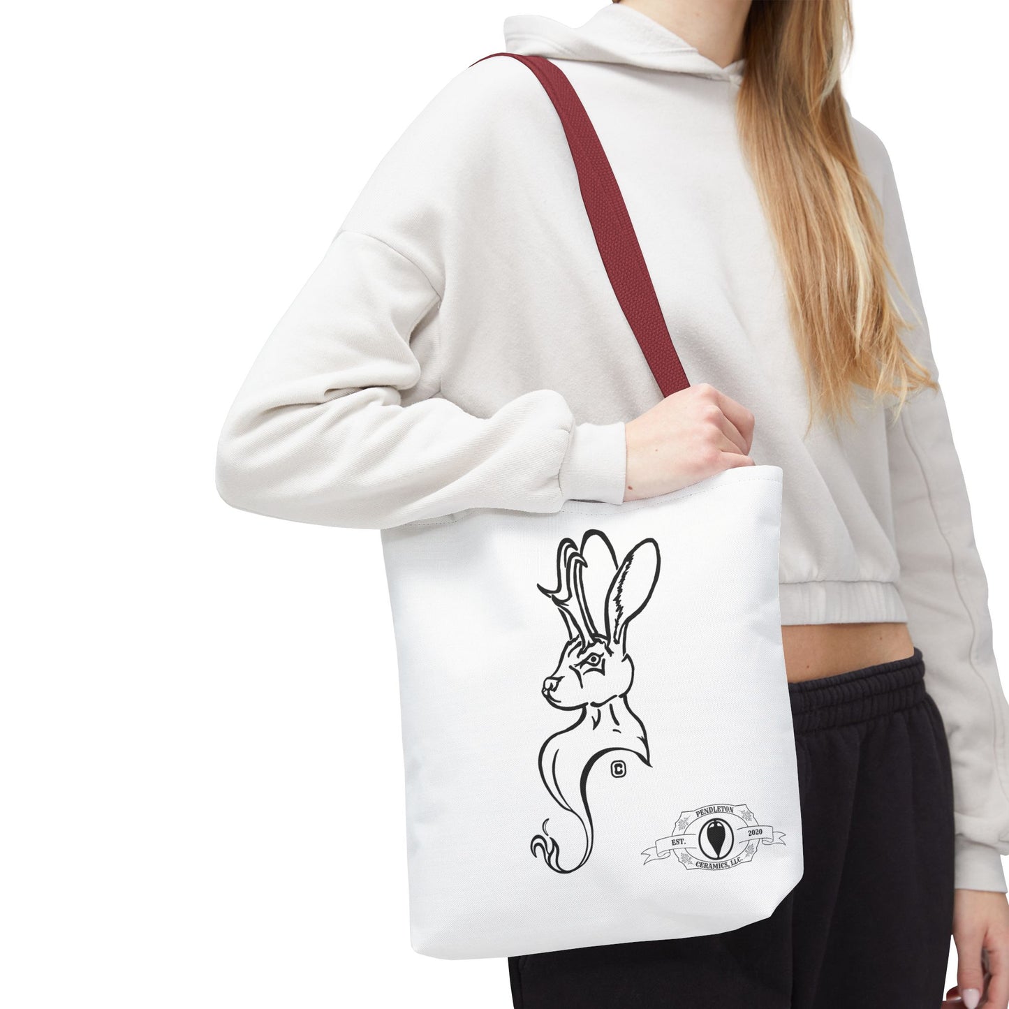 Jackalope Bust Drawing Tote White Bag