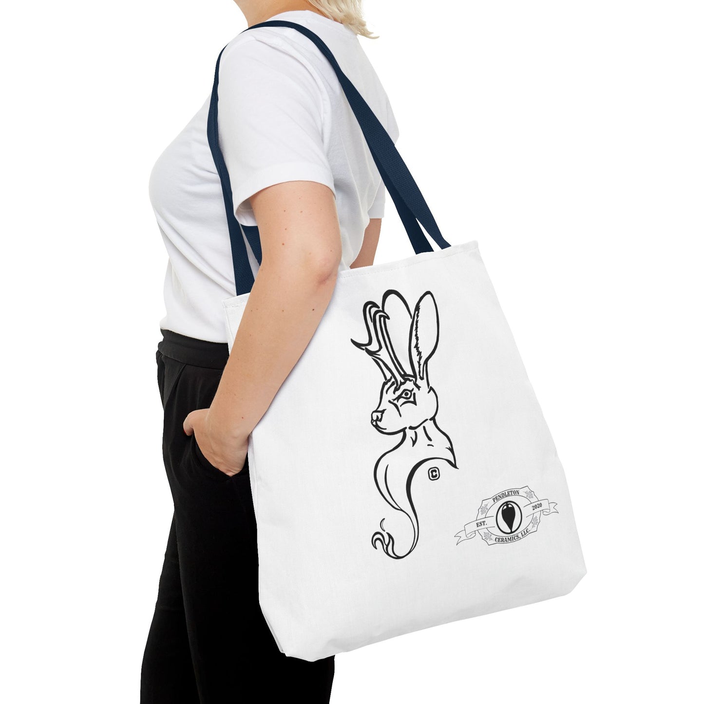 Jackalope Bust Drawing Tote White Bag