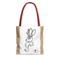 Jackalope Bust Drawing Tote Bag with Tan Stripe