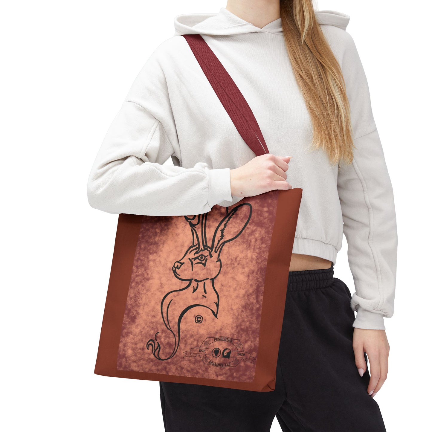 Dust Storm Jackalope Bust Drawing Tote Brown Bag