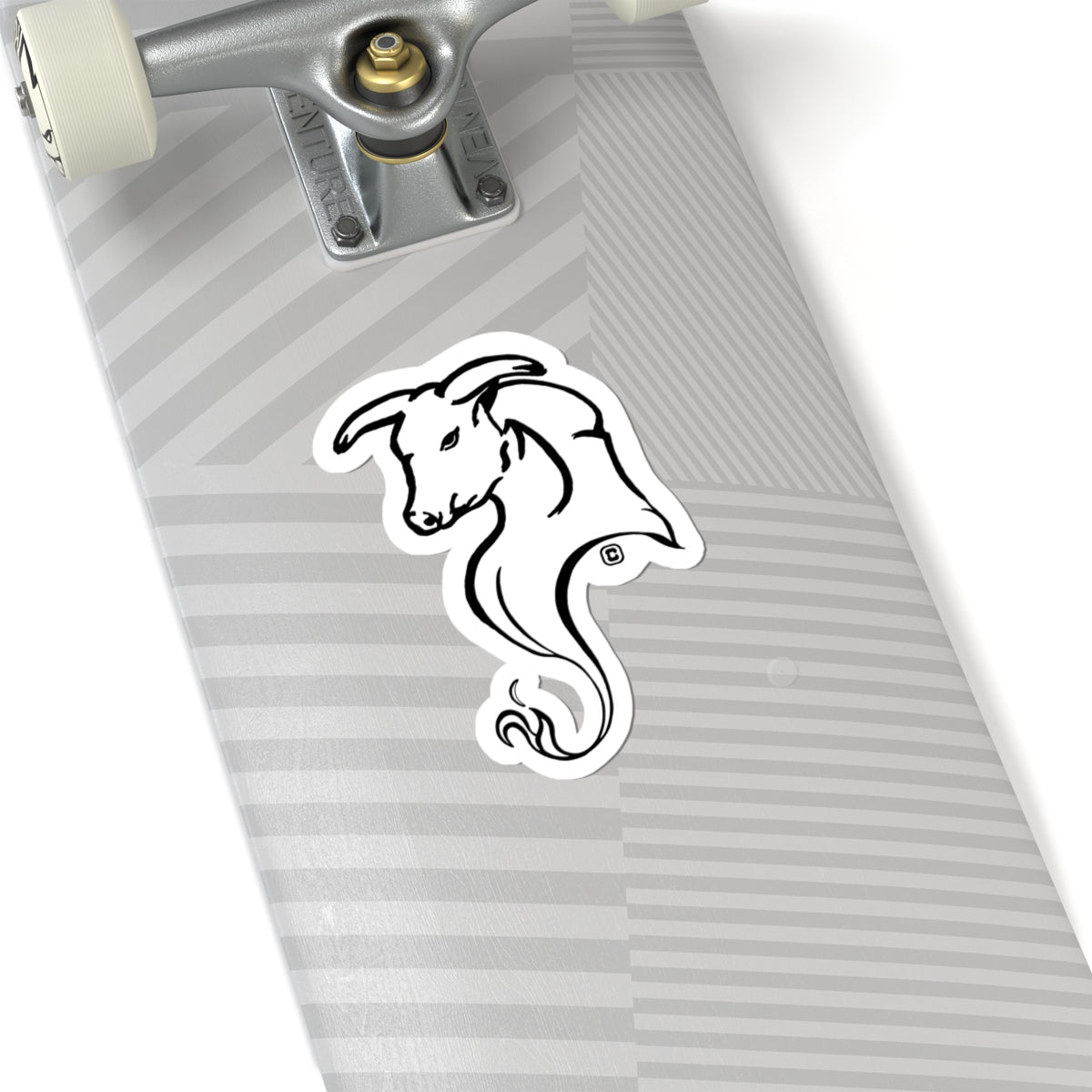 Bull Horns Down Animal Bust Drawing Kiss Cut Sticker