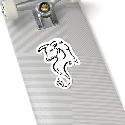 Bull Horns Down Animal Bust Drawing Kiss Cut Sticker