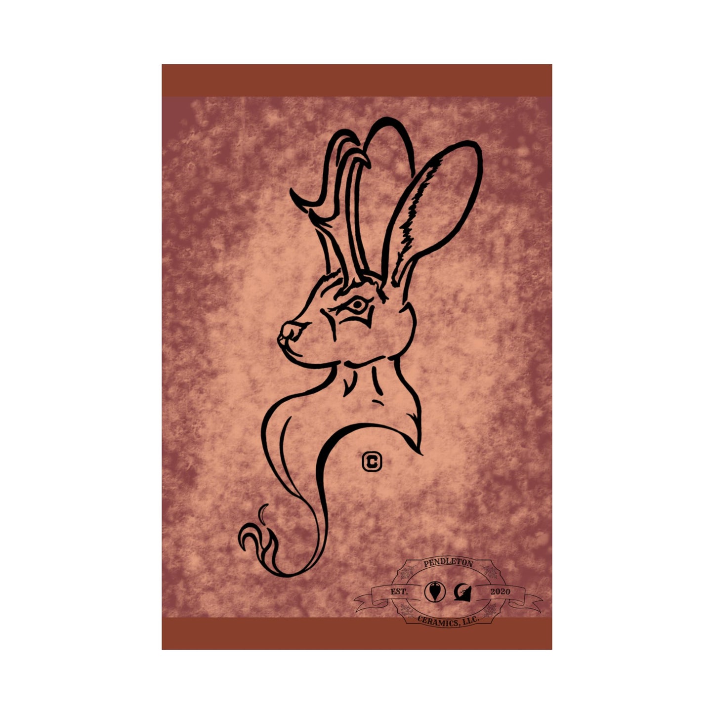 Dust Storm Jackalope Bust Drawing Wall Art