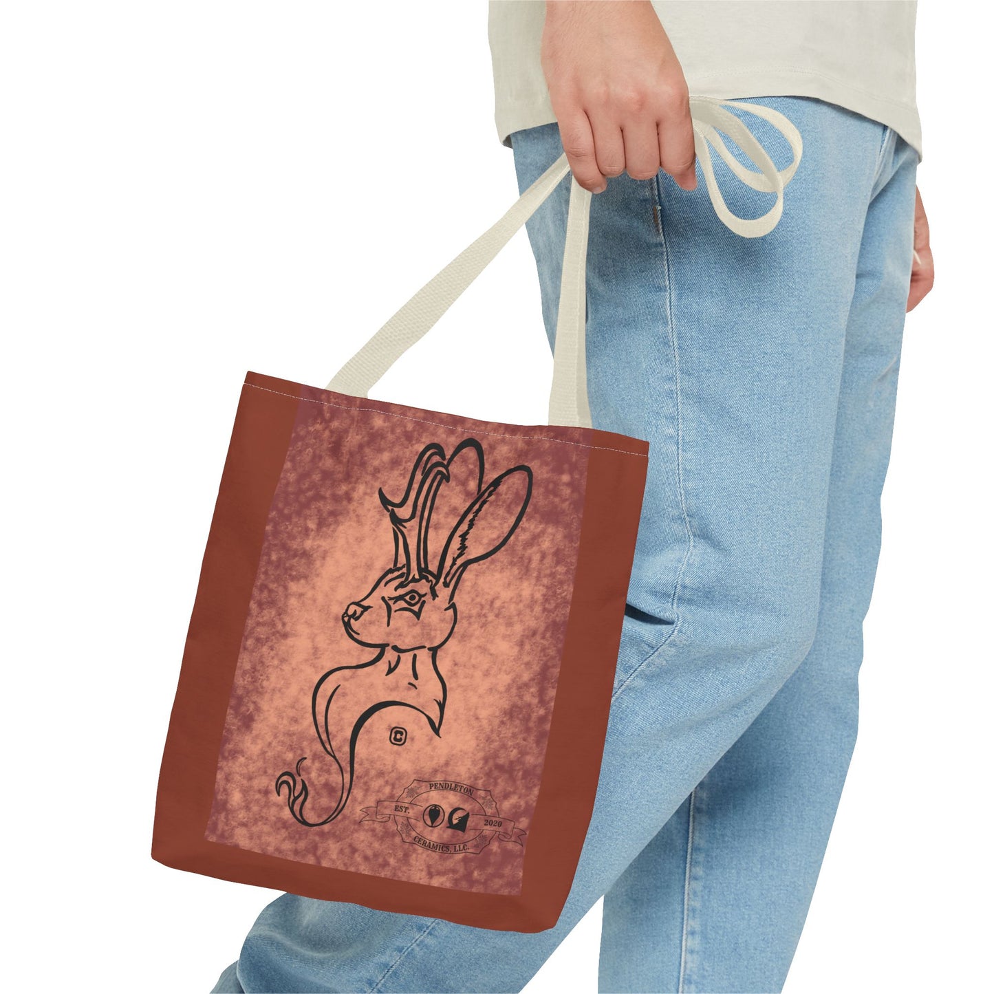 Dust Storm Jackalope Bust Drawing Tote Brown Bag