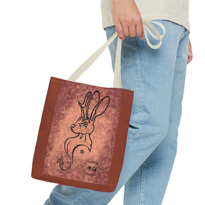 Dust Storm Jackalope Bust Drawing Tote Brown Bag