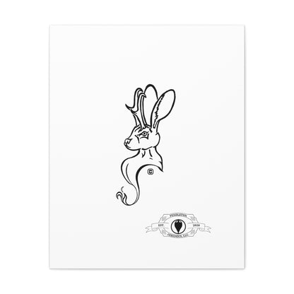 Jackalope Bust Drawing Art Stretched Canvas Wall Decor